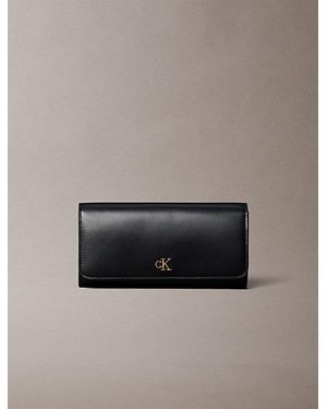 Calvin Klein Leren Longfold Rfid-Portemonnee Met Monogram - Zwart