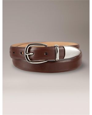 Calvin Klein Polished Metal Tipped Belt - Brown