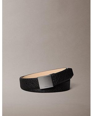 Calvin Klein Leather Emblem Logo Plaque Buckle Belt - Multicolour