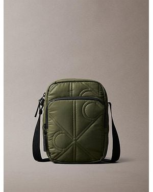 Calvin Klein Puffer Monogram Logo Reporter Bag - Green