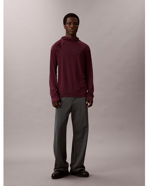 Calvin Klein T-Shirt Da Viaggio Con Cappuccio Con Foro Per Il Pollice Ad Asciugatura Rapida - Viola