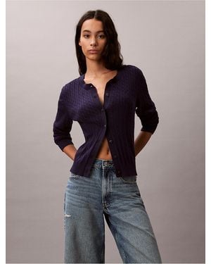 Calvin Klein Calvin Klein Cable Knit Cardigan - Blue