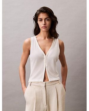 Calvin Klein Zacht Gebreid Haak-En-Oog Vest - Wit