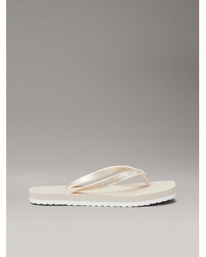 Calvin Klein Metallic Square Toe Flip Flops - Grey