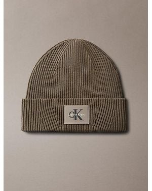 Calvin Klein Signature Logo Beanie - Brown