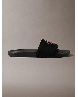 Calvin Klein Canvas Contoured Logo Sliders - Brown