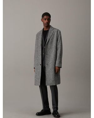 Calvin Klein Relaxed Herringbone Coat - Grey