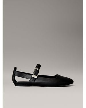 Calvin Klein Leather Airfit Cushioned Ballerinas - Grey