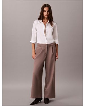 Calvin Klein Ponte Wide Leg Pants - Gray