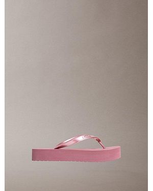 Calvin Klein Pearlised Platform Flip Flops - Pink