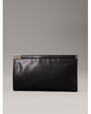 Calvin Klein Oversized Leather Clutch - Black