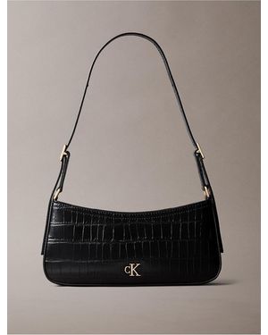 Calvin Klein Croc Minimal Monogram Small Shoulder Bag - Gray