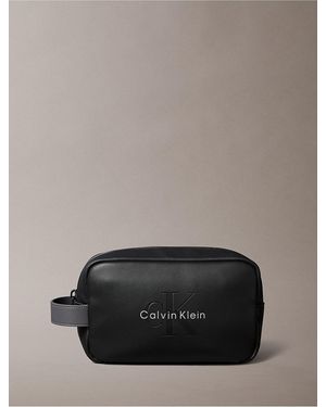 Calvin Klein Embossed Monologo Dopp Kit - Gray