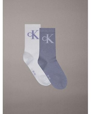Calvin Klein 2 Pack Soft Cotton Stretch Crew Socks - Purple