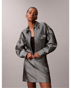 Calvin Klein Calvin Klein Shine Denim Bomber Jacket - Gray