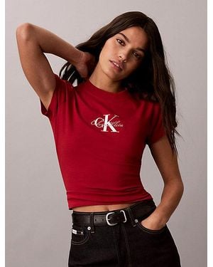 Calvin Klein Jeans Monologo Baby Tee - Red