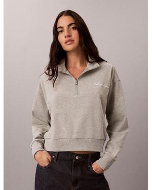 Calvin Klein Logo Cotton Jersey Lounge Sweatshirt - Grey