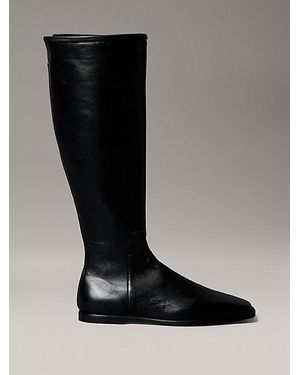 Calvin Klein Botas de piel napa con puntera cuadrada y cremallera - Negro