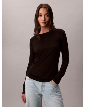 Calvin Klein Inside Out Sheer Top - Black