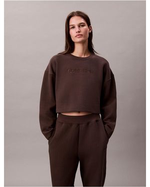 Calvin Klein Quilted Fleece Sleep Sweatshirt - Brown