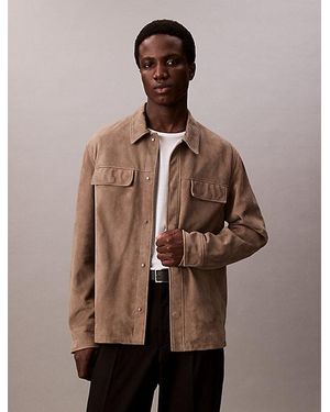 Calvin Klein Suede Shirt Jacket - Brown