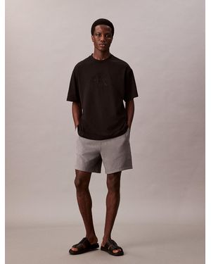 Calvin Klein Cotton Terry Jogger Shorts - Brown