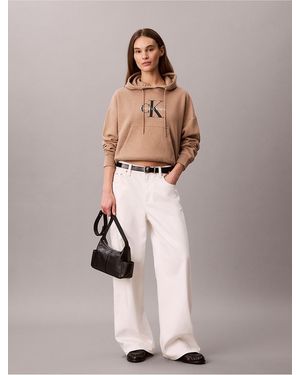 Calvin Klein Calvin Klein Monologo Fleece Hoodie - Natural