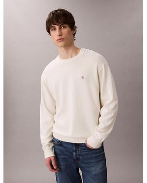 Calvin Klein Jeans Relaxed Cotton Monogram Jumper - Natural