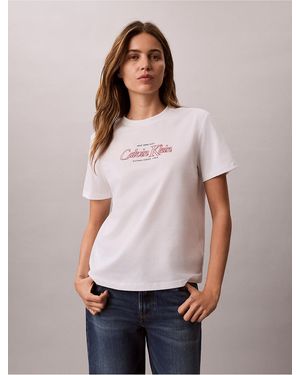 Calvin Klein Calvin Klein Outline Calvin Klein Logo Graphic Tee - White