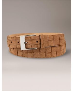 Calvin Klein Woven Leather Belt - Brown