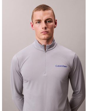 Calvin Klein T-Shirt Tecnica A Manica Lunga Con Zip Corta Ad Asciugatura Rapida - Viola