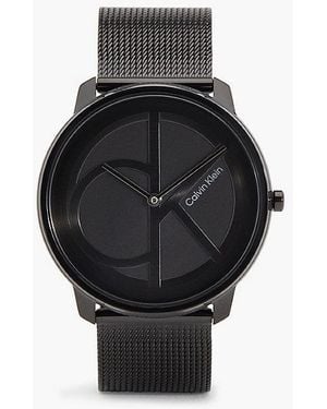 Calvin Klein Monogram Logo Mesh Bracelet Watch - Black