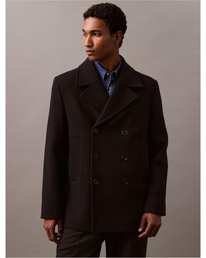 Calvin Klein Double Faced Wool Blend Coat - Black