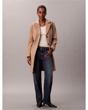 Calvin Klein Wool Blend Tailored Coat - Multicolor