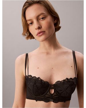 Calvin Klein Ck Floral Lace Lightly Lined Balconette - Black