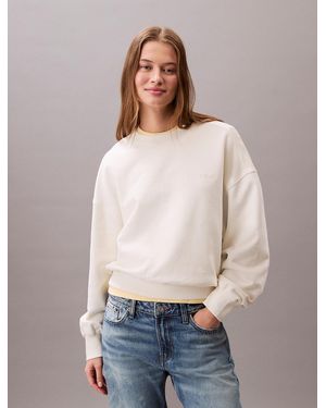 Calvin Klein Sweat En Tissu Éponge De Coton - Gris