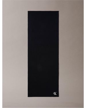 Calvin Klein Monogram Embroidery Fine Rib Scarf - Black
