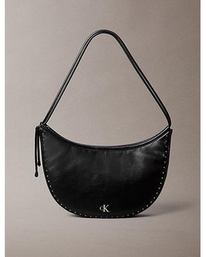 Calvin Klein Convertible Studded Crescent Hobo Bag - Black