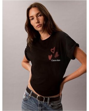 Calvin Klein Calvin Klein Hearts Print Boxy Tee - Black