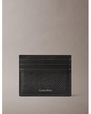 Calvin Klein Leather Rfid Foil Logo Cardholder - Grey