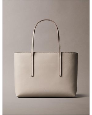 Calvin Klein Embossed Logo Small Tote Bag - Natural
