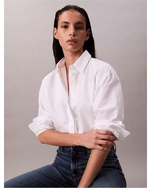 Calvin Klein Calvin Klein Boxy Cropped Button-Down Shirt - White