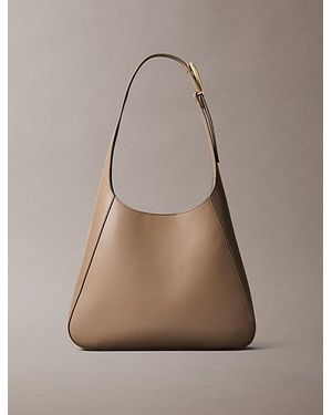 Calvin Klein Engraved Medium Shoulder Bag - Natural