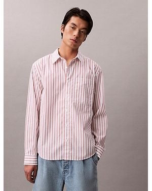 Calvin Klein Cotton Poplin Striped Shirt - Pink