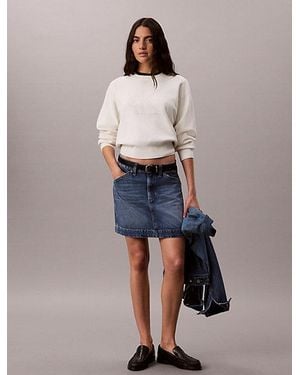 Calvin Klein Jeans Textured Knit Monogram Jumper - Blue