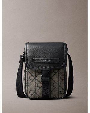 Calvin Klein Emblem Jacquard Reporter Bag - Black