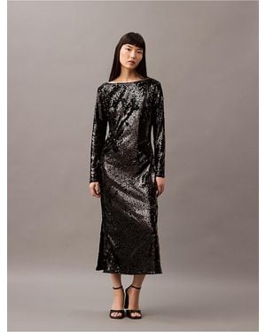 Calvin Klein Sequin Midi Dress - Black