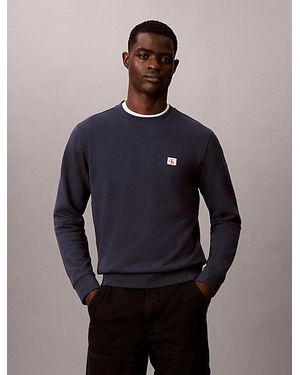 Calvin Klein Jeans Cotton Terry Badge Sweatshirt - Blue