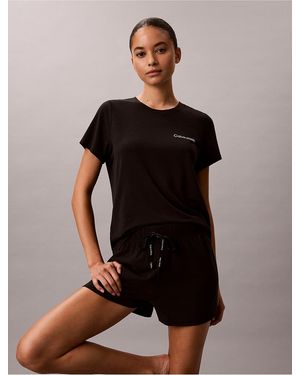Calvin Klein Viscose Cotton Blend Tee And Shorts Set - Black