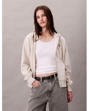 Calvin Klein Monogram Zip Up Hoodie - Grey